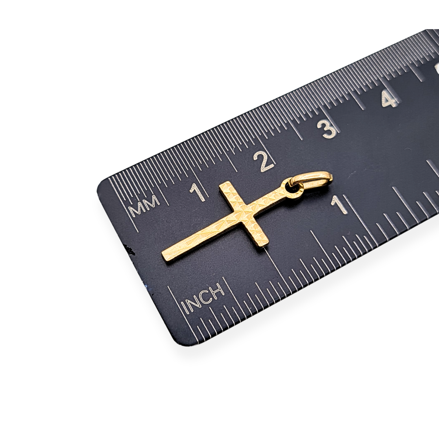 9ct Gold Cross Pendant, Textured Crucifix Solid Gold