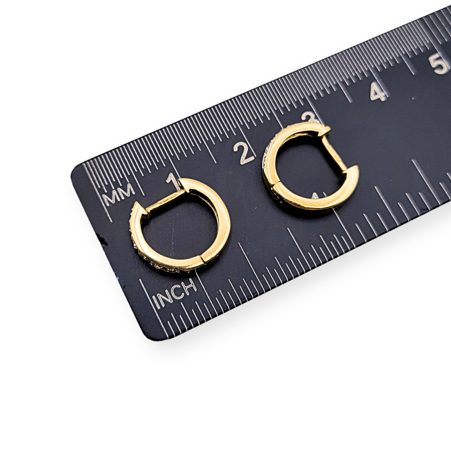 Tiny 9ct Gold Diamond Huggie Hoop Earrings Fully Hallmarked