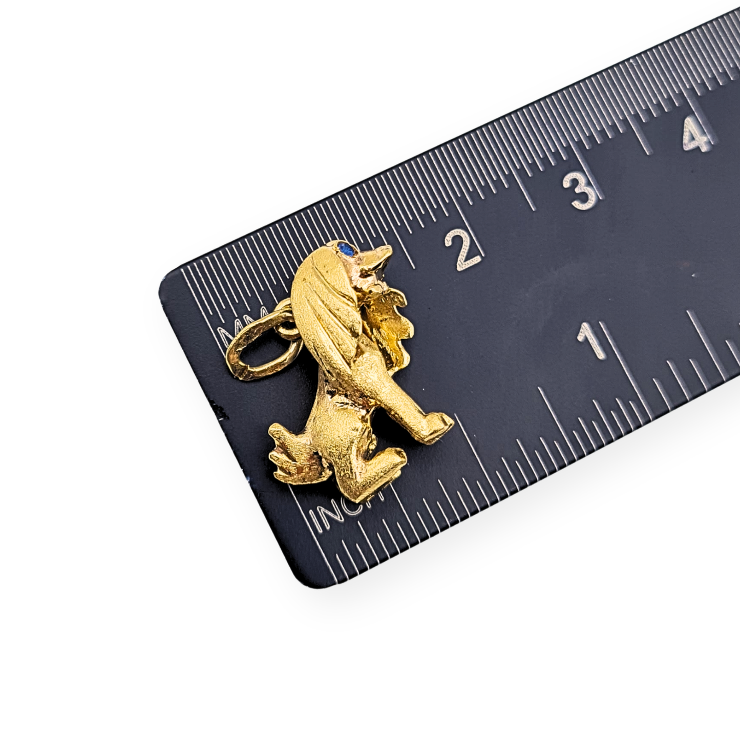 14ct Gold Solid Spaniel Style Dog Charm With Blue Eyes