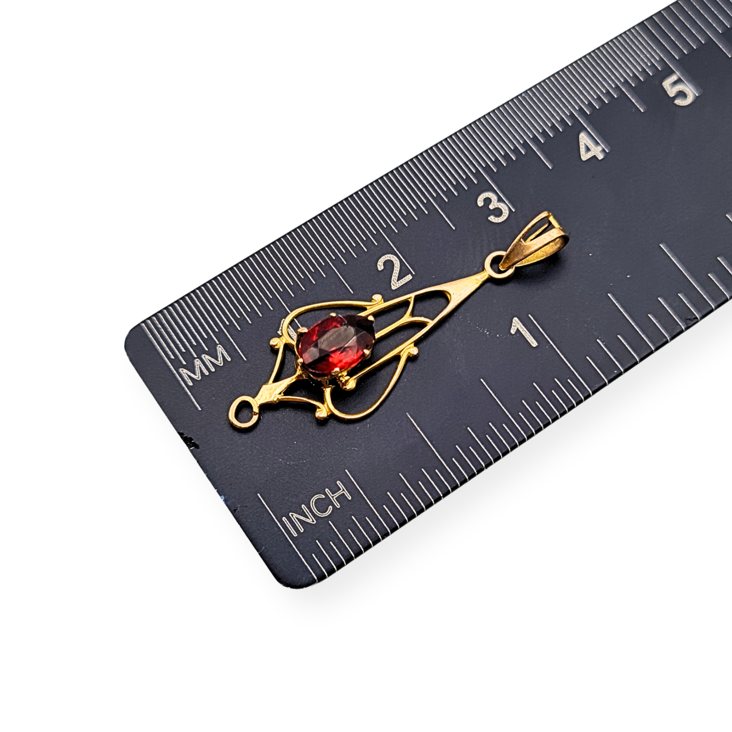 9ct Gold Ruby Lavaliere Pendant, Stamped 9ct