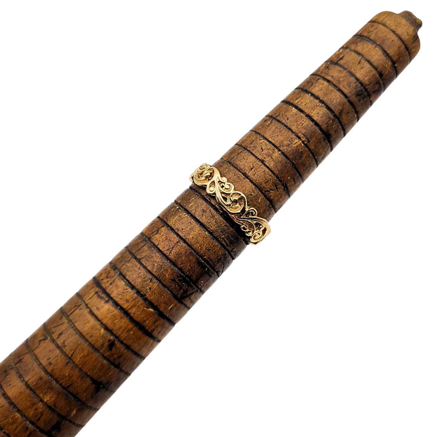 9ct Solid Gold Scroll Ring, UK M US 6 1/4, Fancy Ornate Band