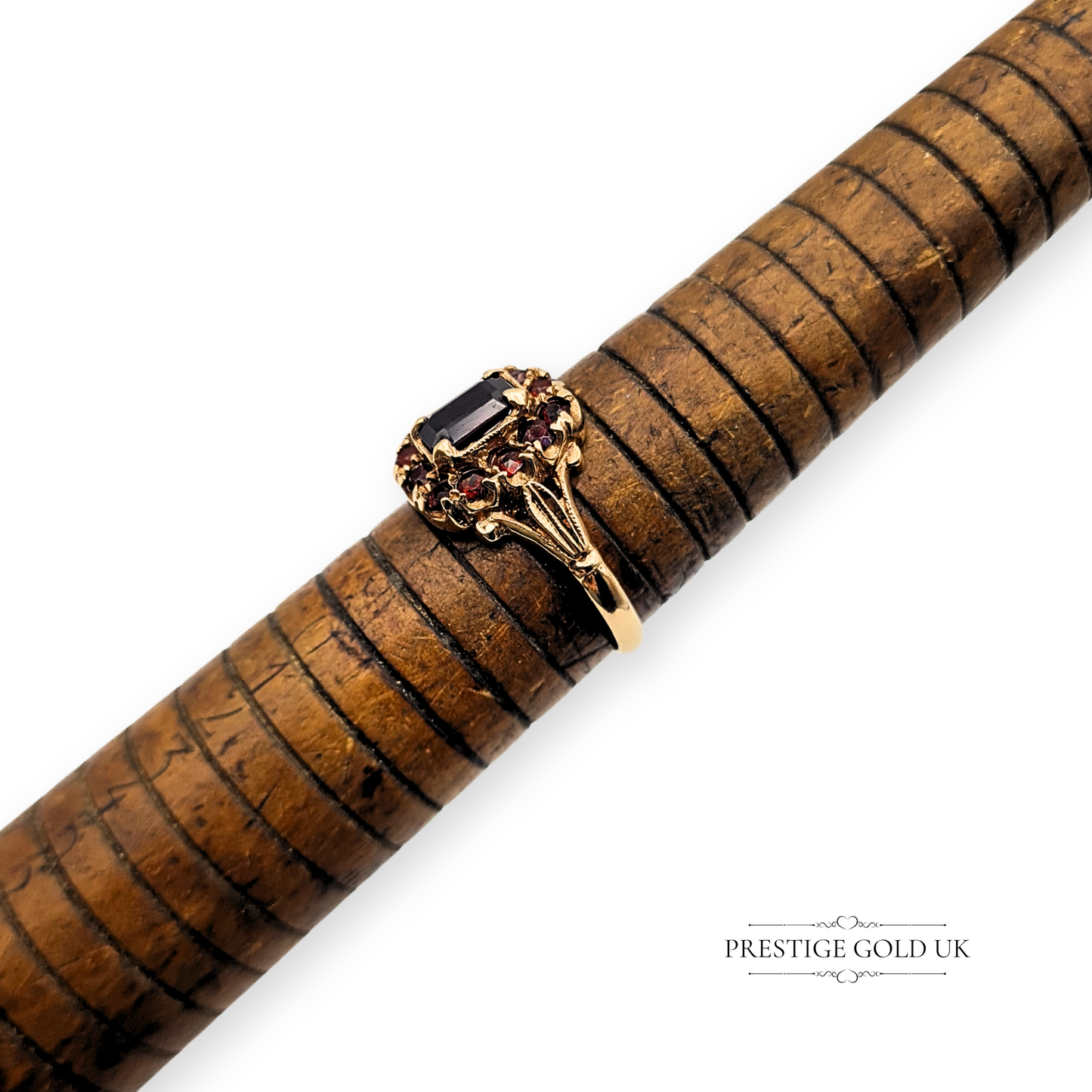 Gold Large Garnet Cluster Ring, Vintage Victorian-style Ring UK O 1/2 US 7 1/4