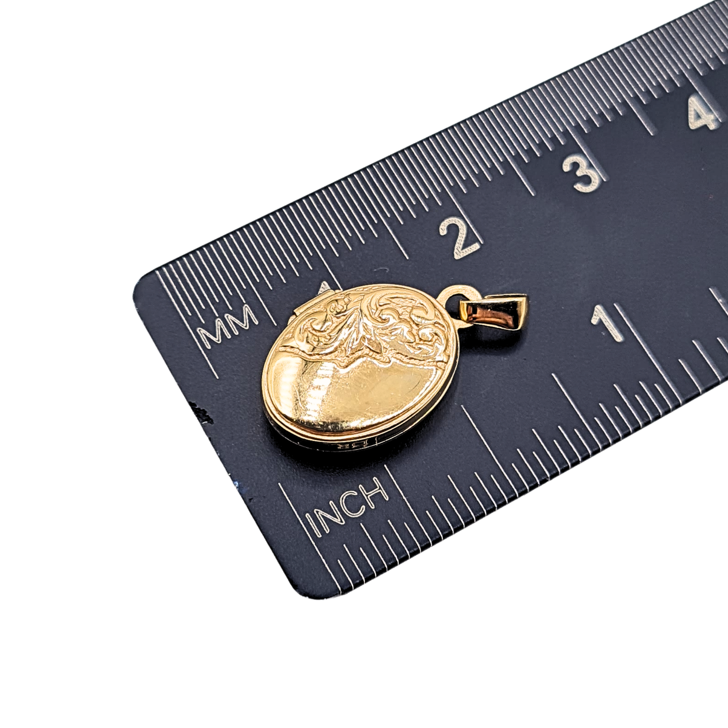 Tiny 9ct Gold Oval Photo Locket Tiny Engraved Pendant Opening Charm
