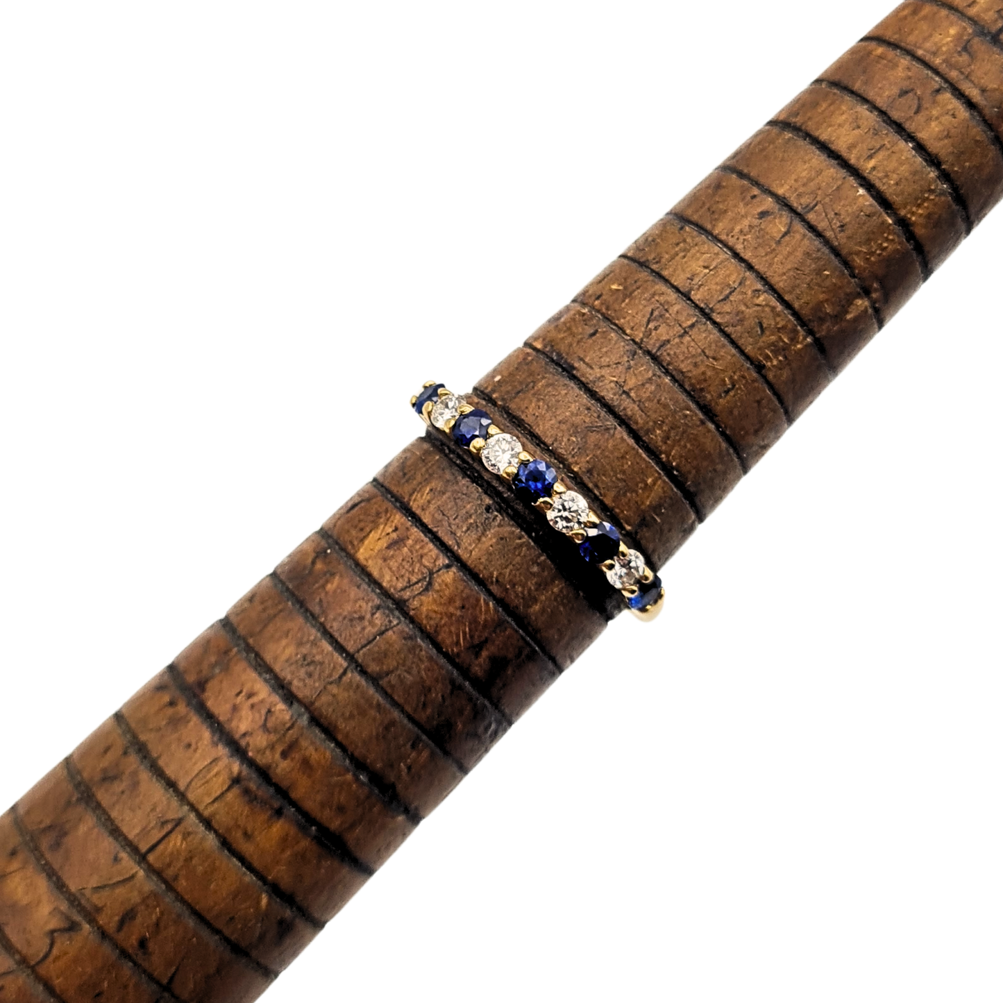 Quality 18ct Gold Sapphire Diamond Eternity Ring 1974 Hallmarked UK N US 6.75