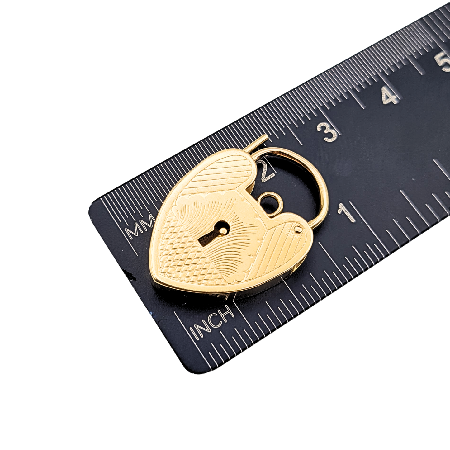 Very Large 9ct Gold Heart Padlock Pendant, 1969, Engraved Charm