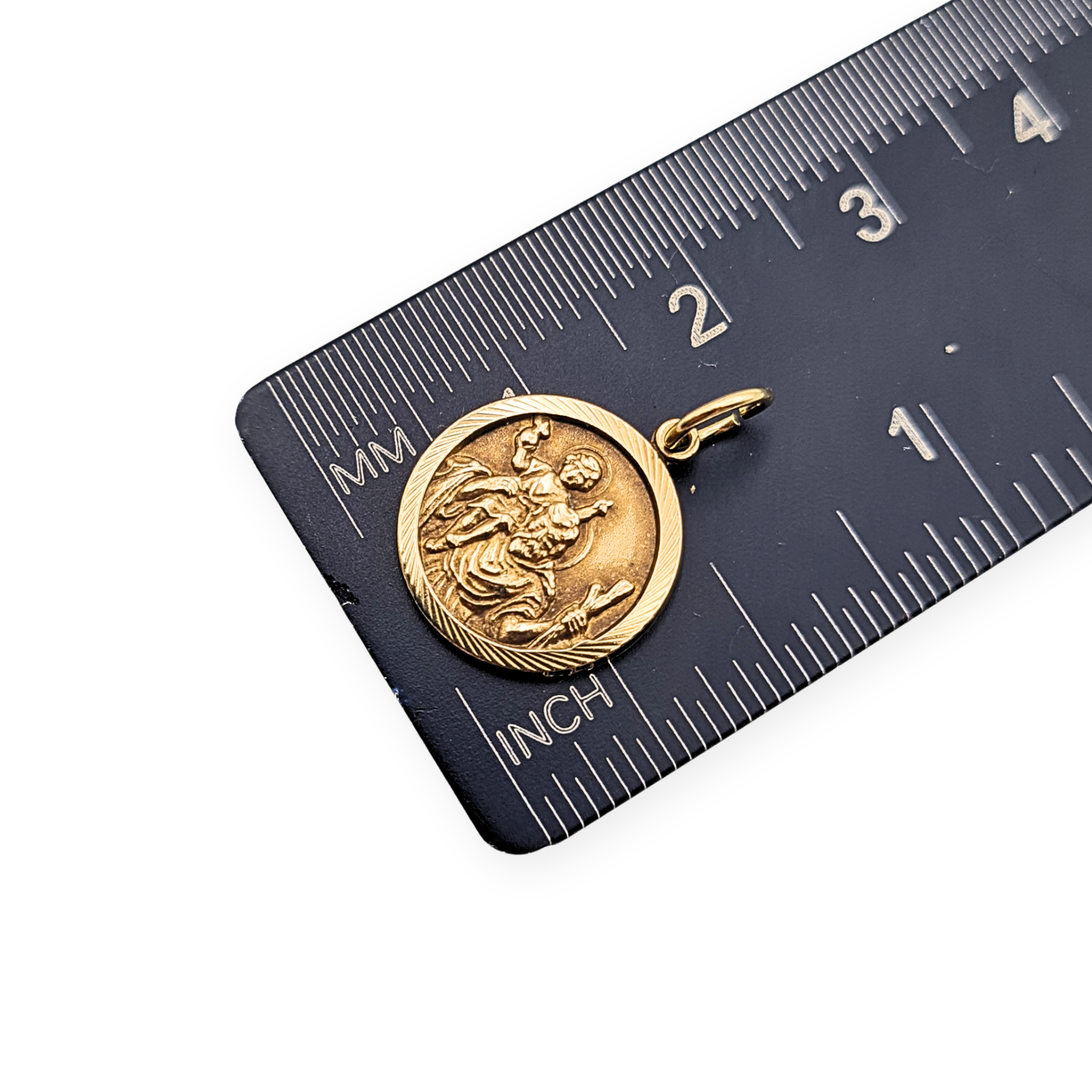 9ct Gold St Christopher Charm 1976 Birmingham 13mm Round