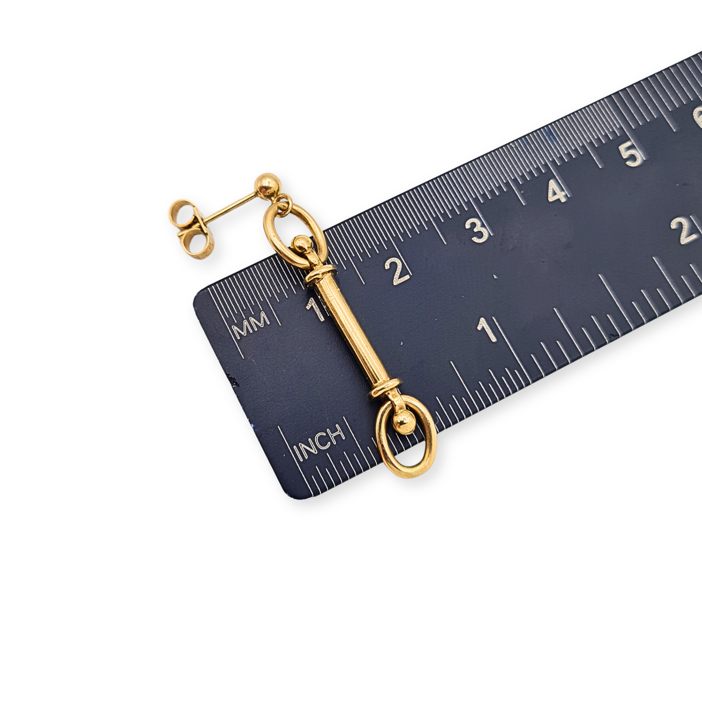 9ct Gold Horse Bit Drop Earrings Hallmarked Sheffield, Solid Gold