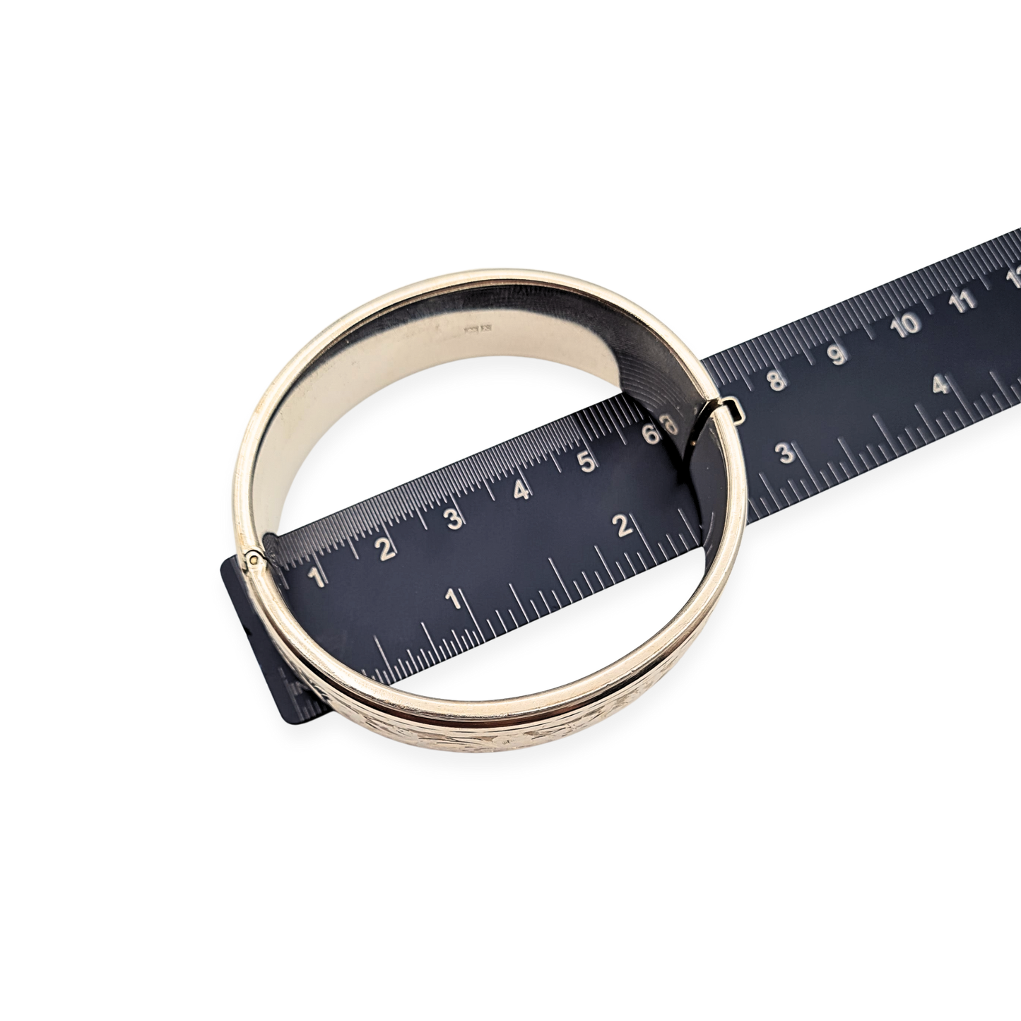 6 1/2" Silver Floral Bangle, Birmingham 1984, Wide Opening Bangle