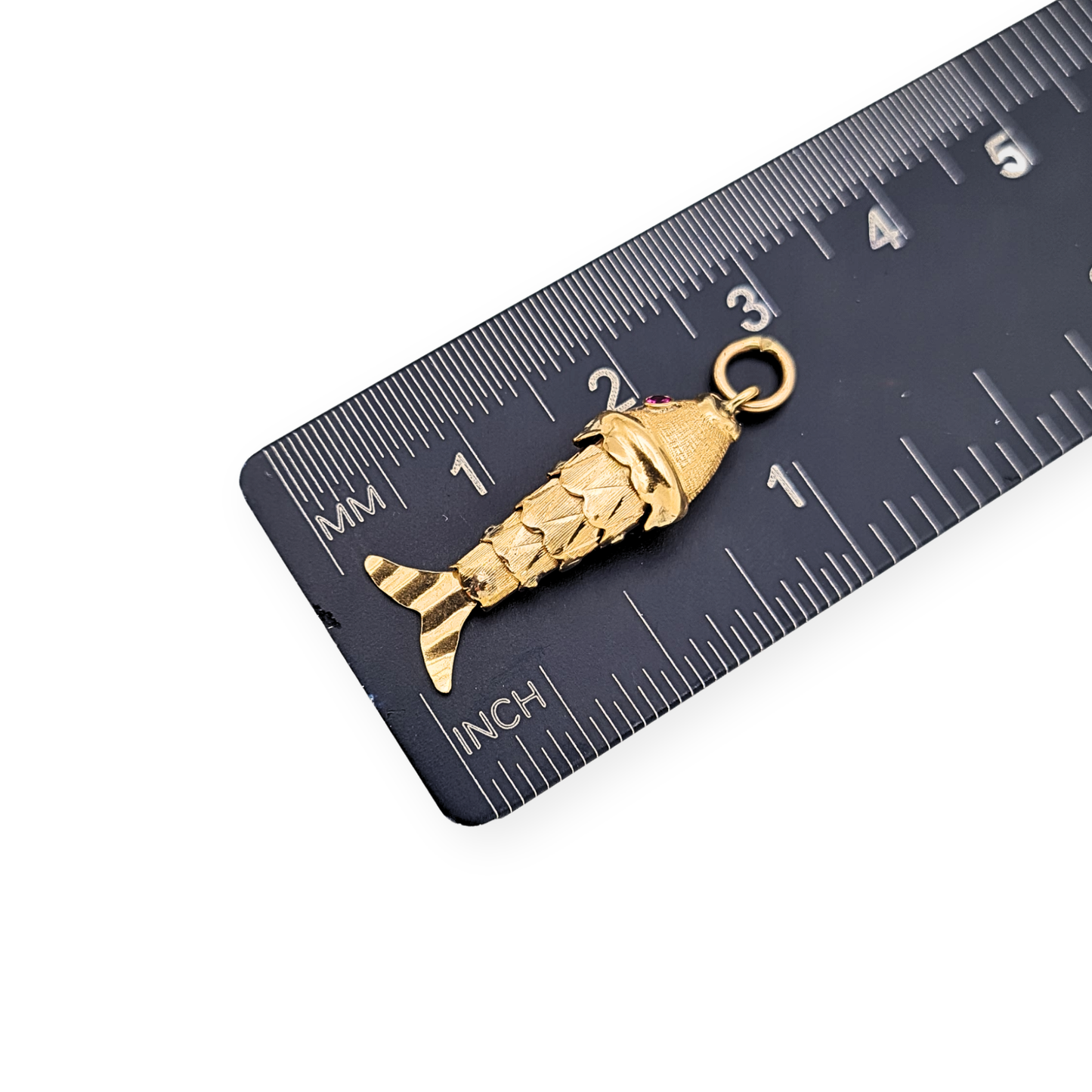 9ct Gold Articulated Fish Charm, Moving pendant