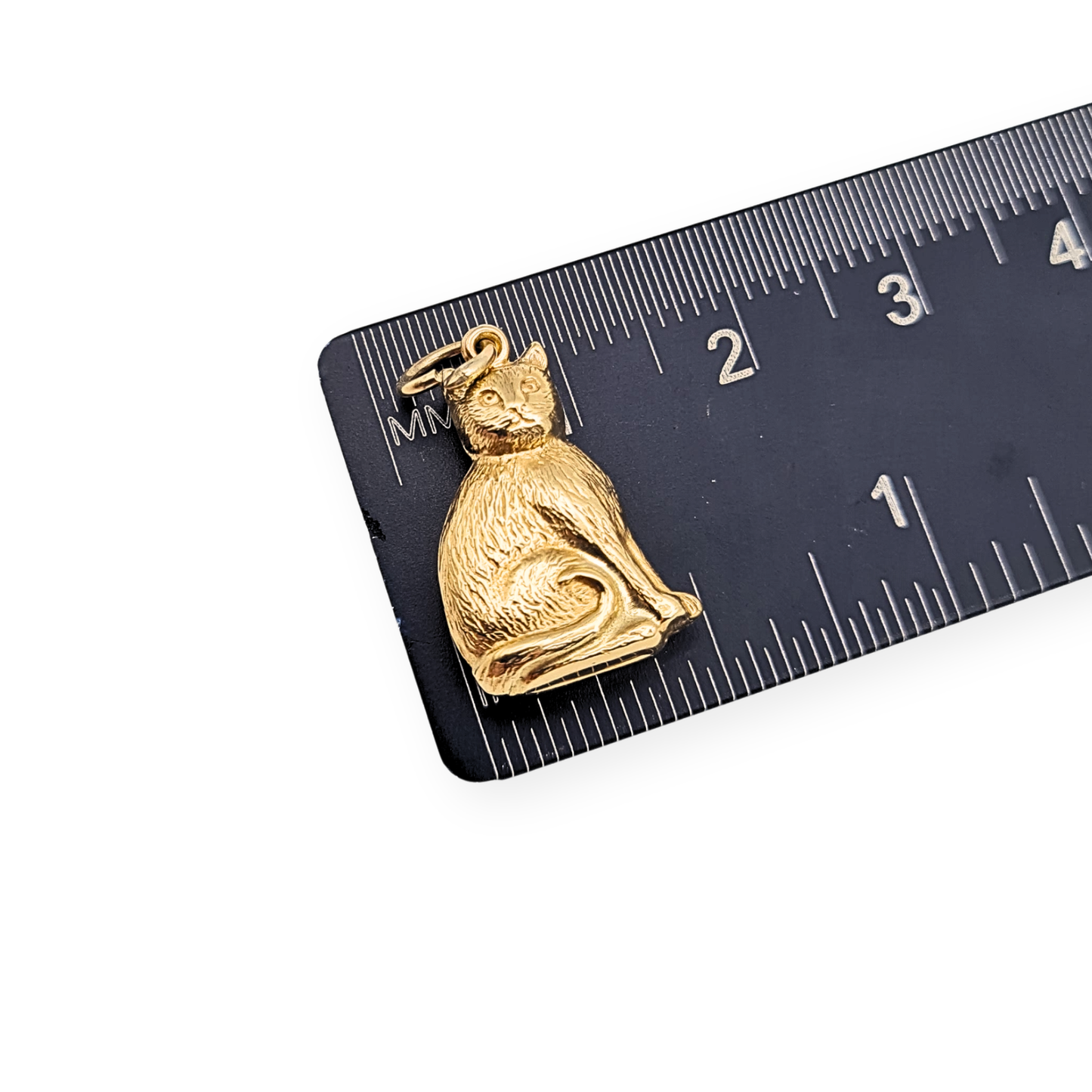 Large 9ct Gold Puffy Cat Charm Pendant 1993 Birmingham