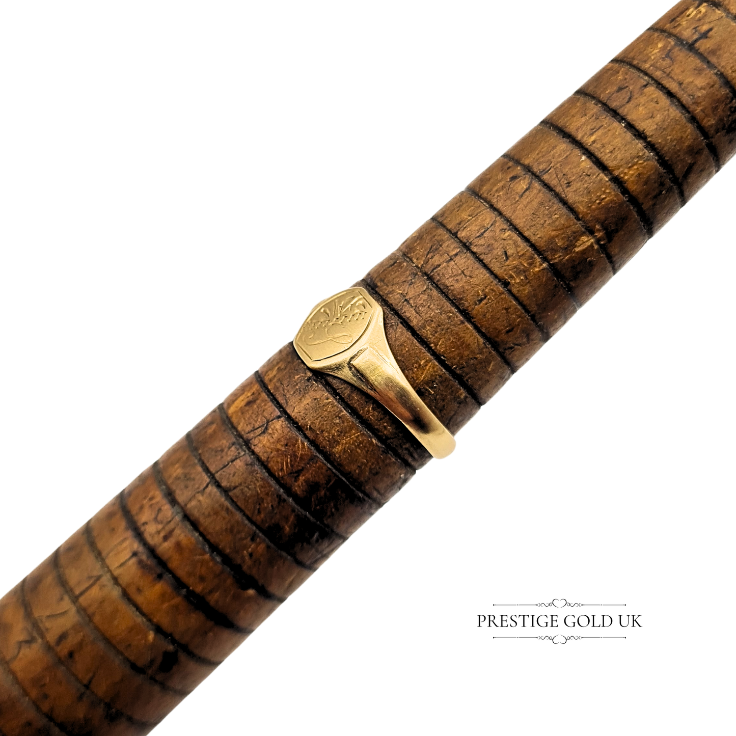 9ct Small Gold Signet Ring, UK M 1/2 US 6 1/2, Dainty Ring With Engraved Face