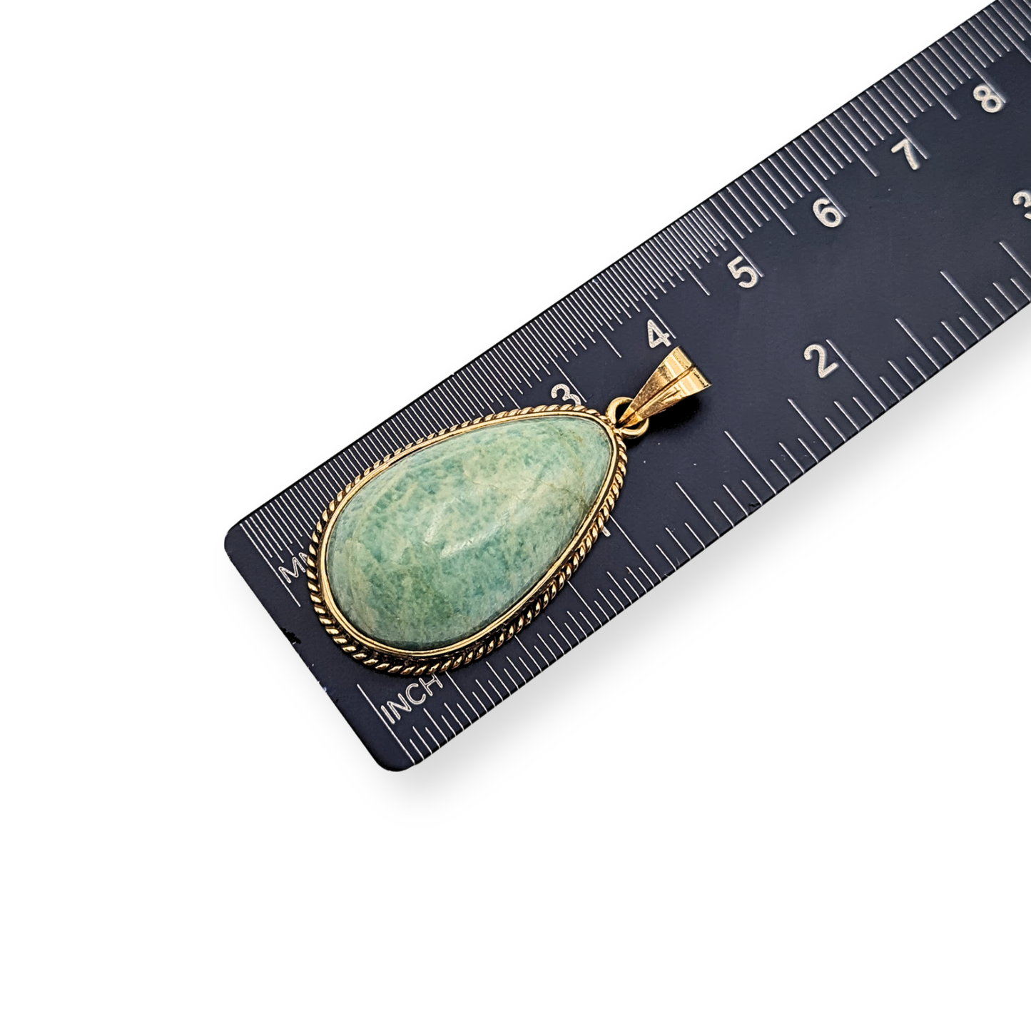 Large 9ct Gold Green Gem Pendant, Teardrop Cabochon
