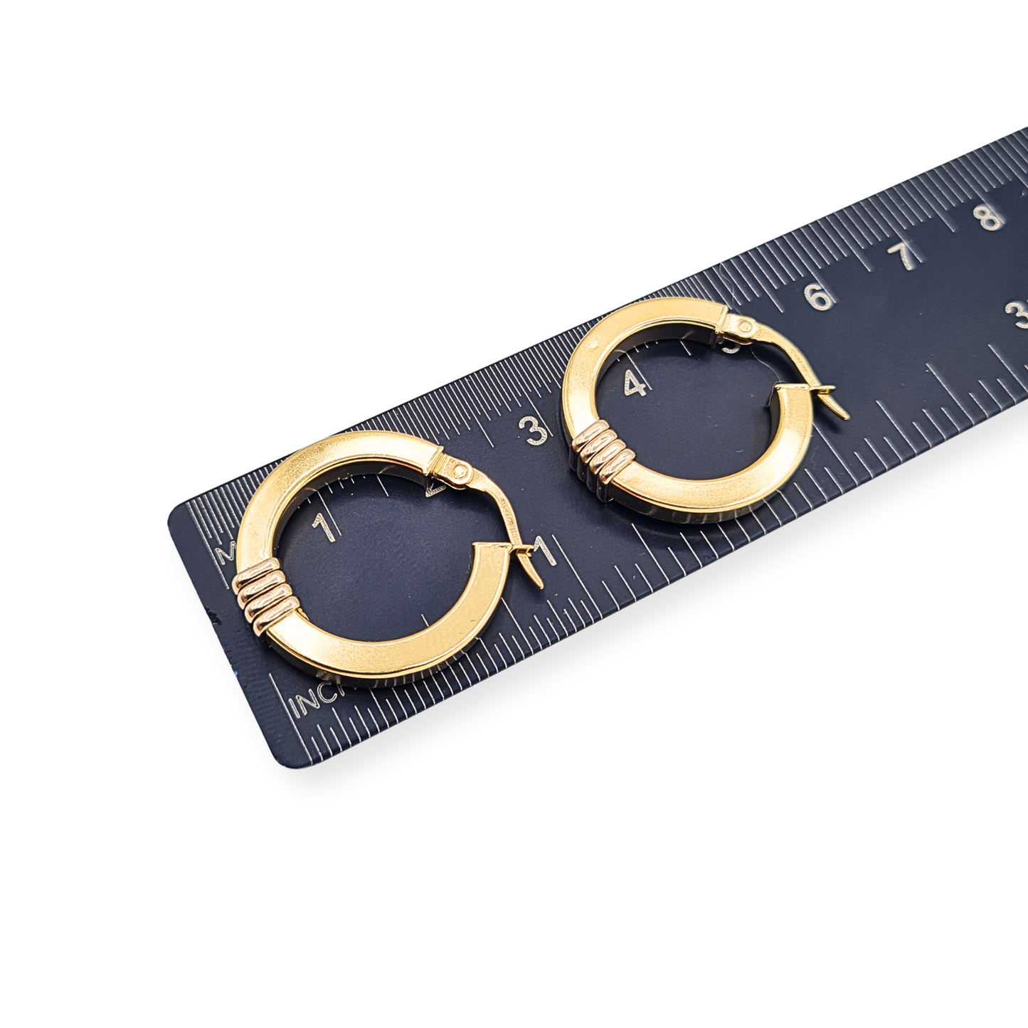 Clearance item 9ct Gold Round Hoop Earrings 21mm Flip Top Hoops
