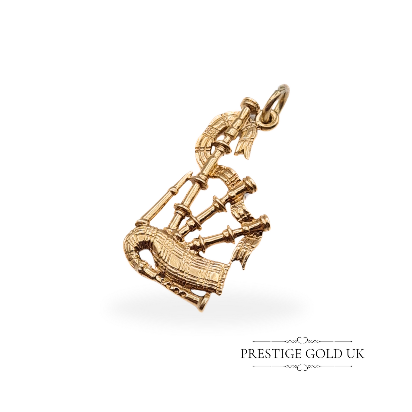 Vintage 9ct Gold Bagpipes Charm Pendant