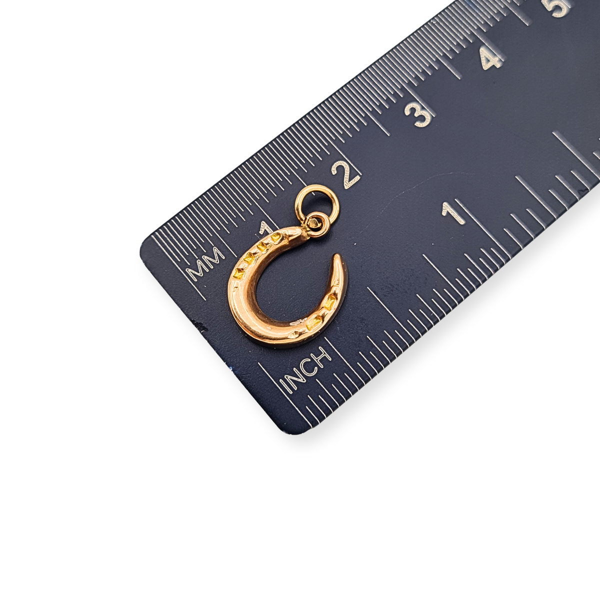 9ct Rose Gold Horseshoe Charm Tiny Lucky Pendant