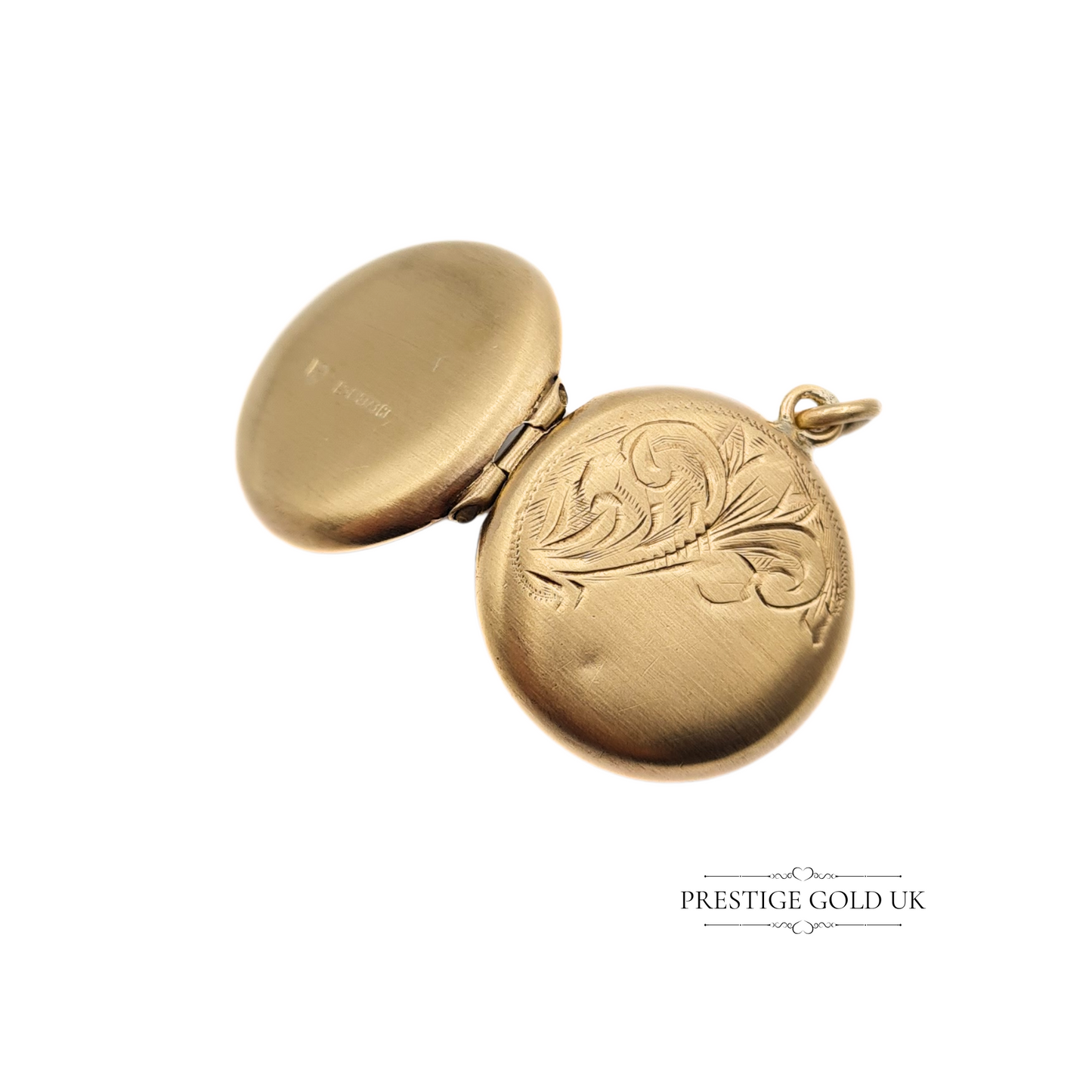 Vintage 1950s 9ct Gold Photo Locket, Engraved Floral Design
