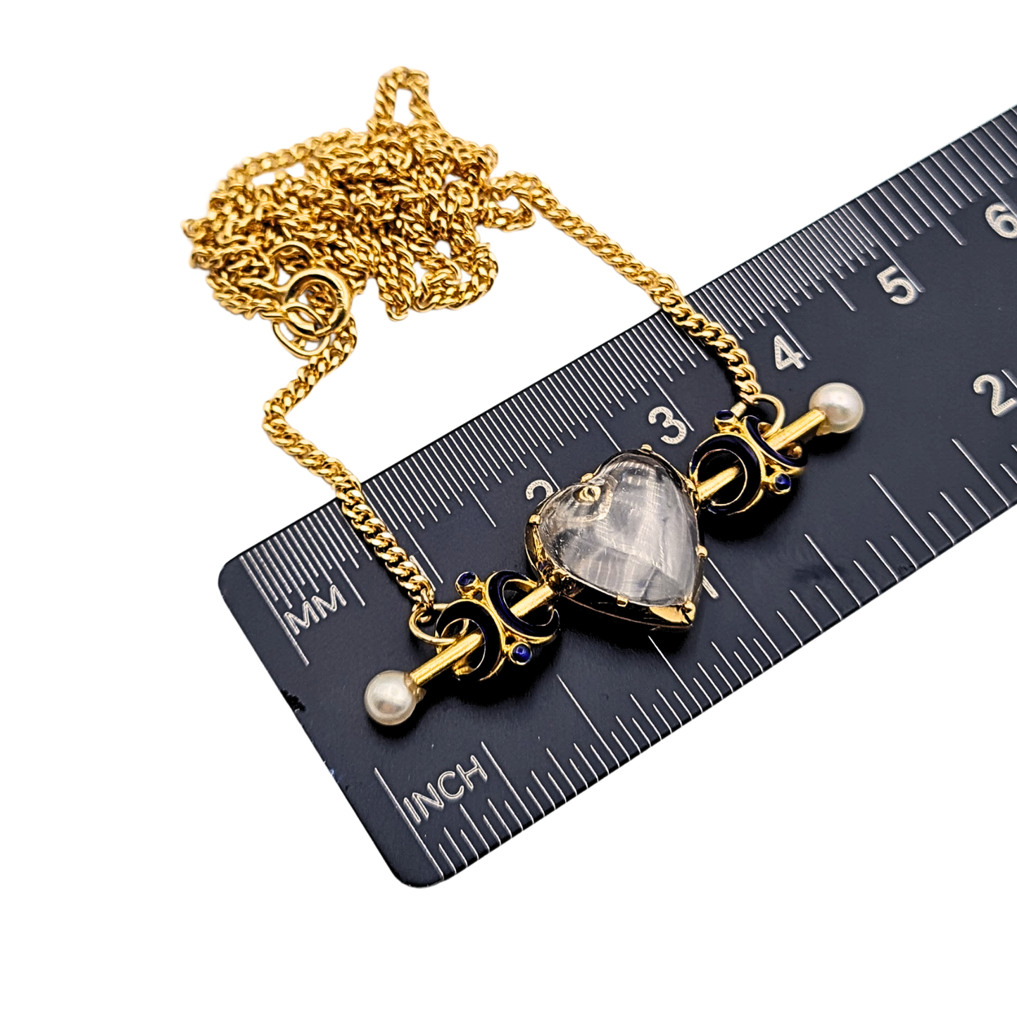 9ct Gold Chain With 15ct Mourning Heart Locket, 17 Inch