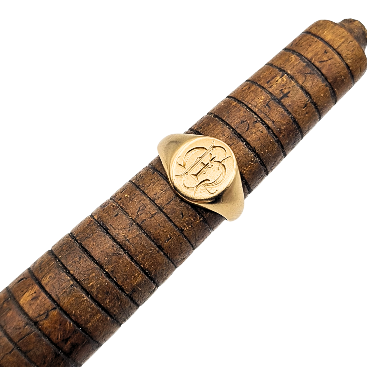 Solid 9ct Gold Signet Ring Birmingham 1969 Engraved Initial UK I¼ US 4.5