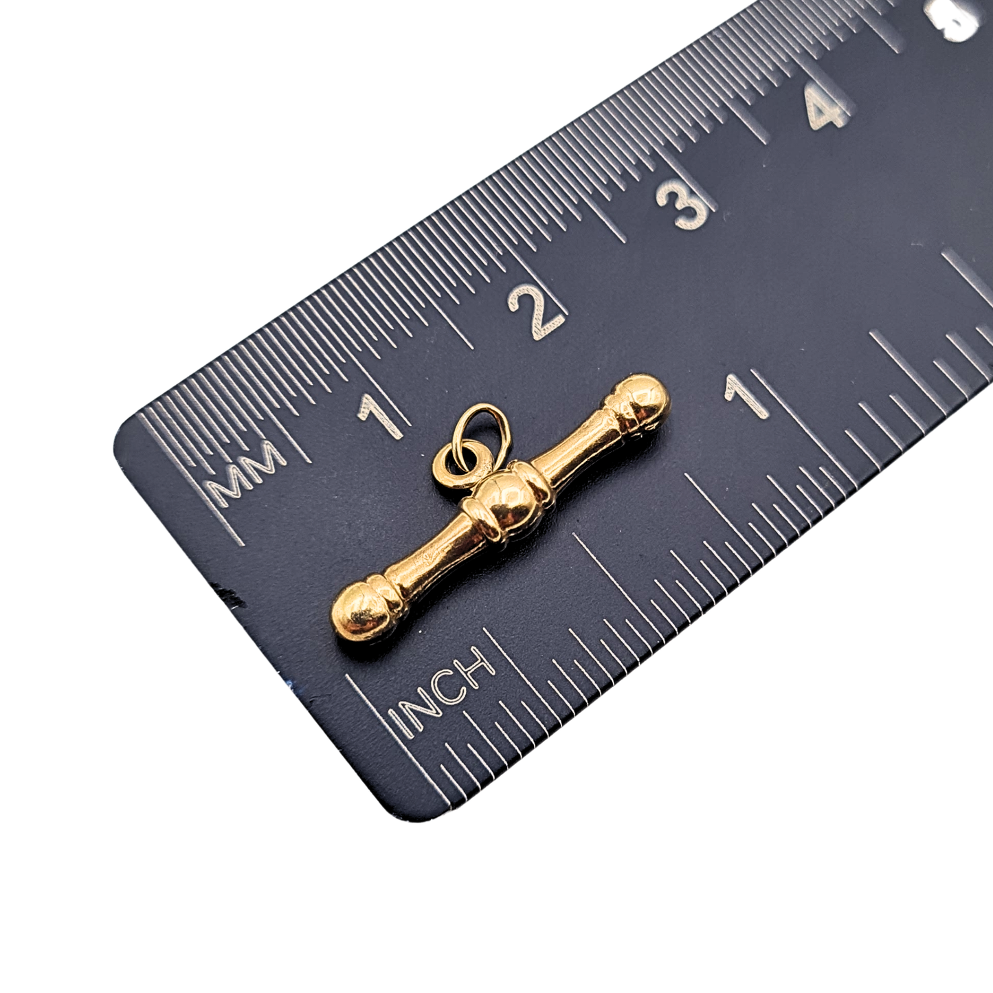 Tiny 9ct Gold Albert Chain T Bar Charm 20mm Hollow Lightweight
