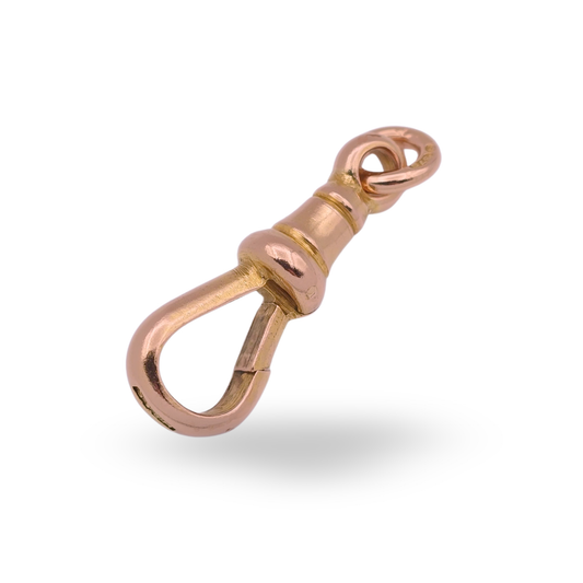 Antique 9ct Rose Gold Dog Clip Clasp, HB&S Birmingham, 26mm, 6mm Jump Ring