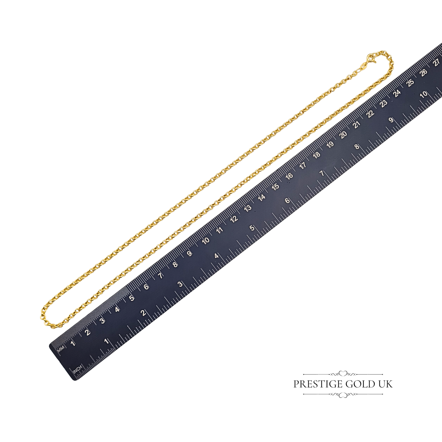 20" 9ct Gold Belcher Chain Necklace, Hollow 3mm Wide Rolo Chain