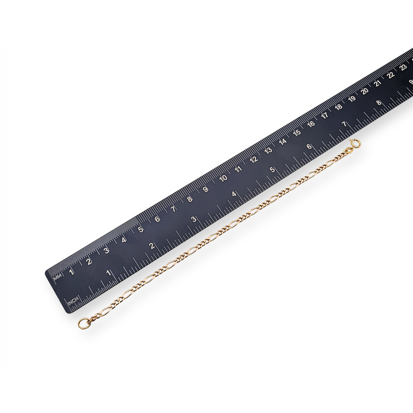 6 3/4 Rose Gold Figaro Bracelet,  18cm, Fully Hallmarked