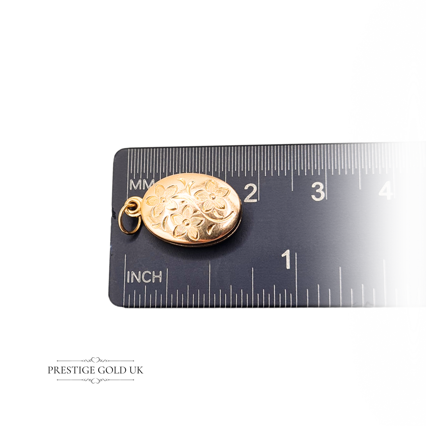 9ct Gold Oval Floral Locket Pendant 18mm x 11mm Lightweight Stamped 375