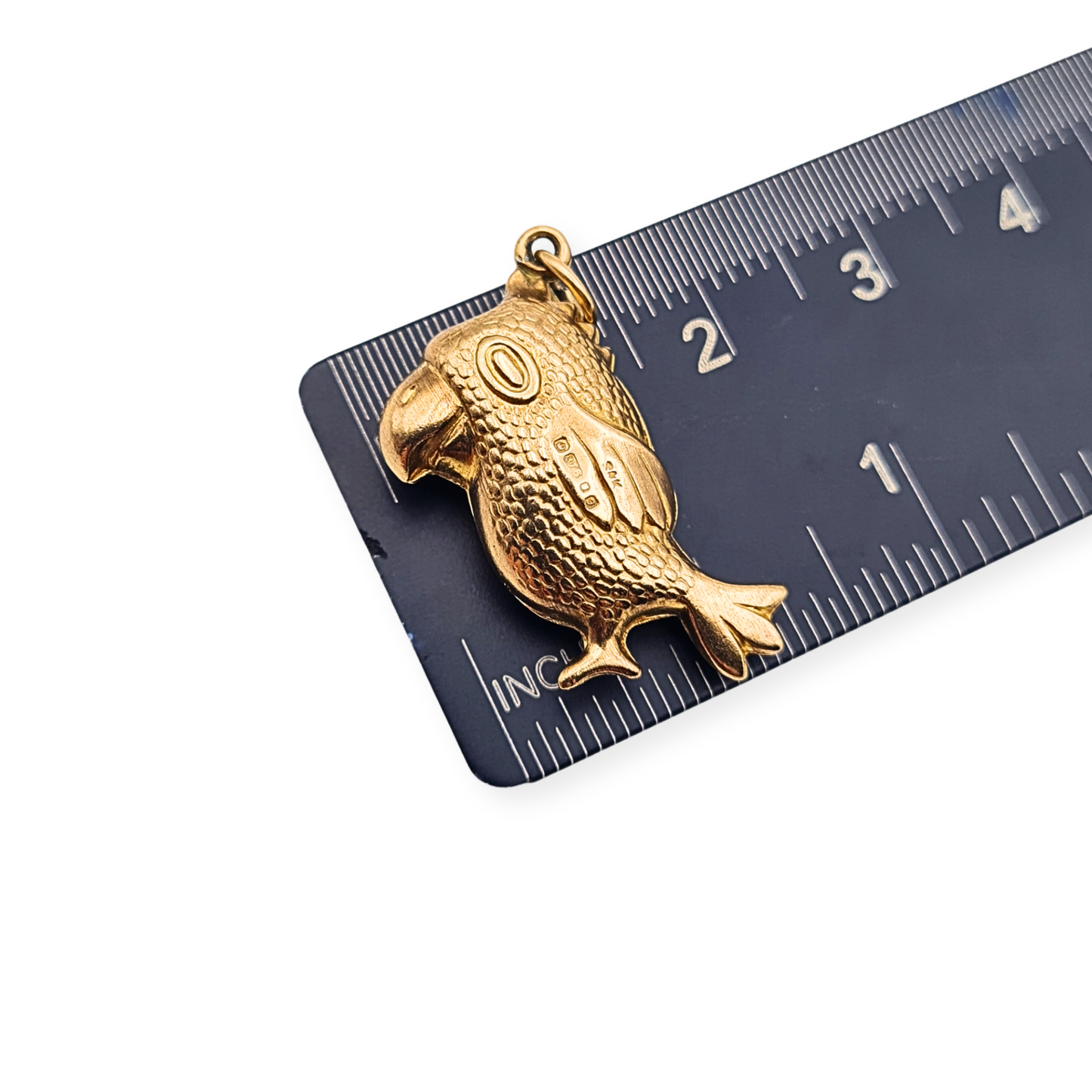 Vintage 9ct Gold Puffy Parrot Charm Pendant Birmingham Hallmark 1982