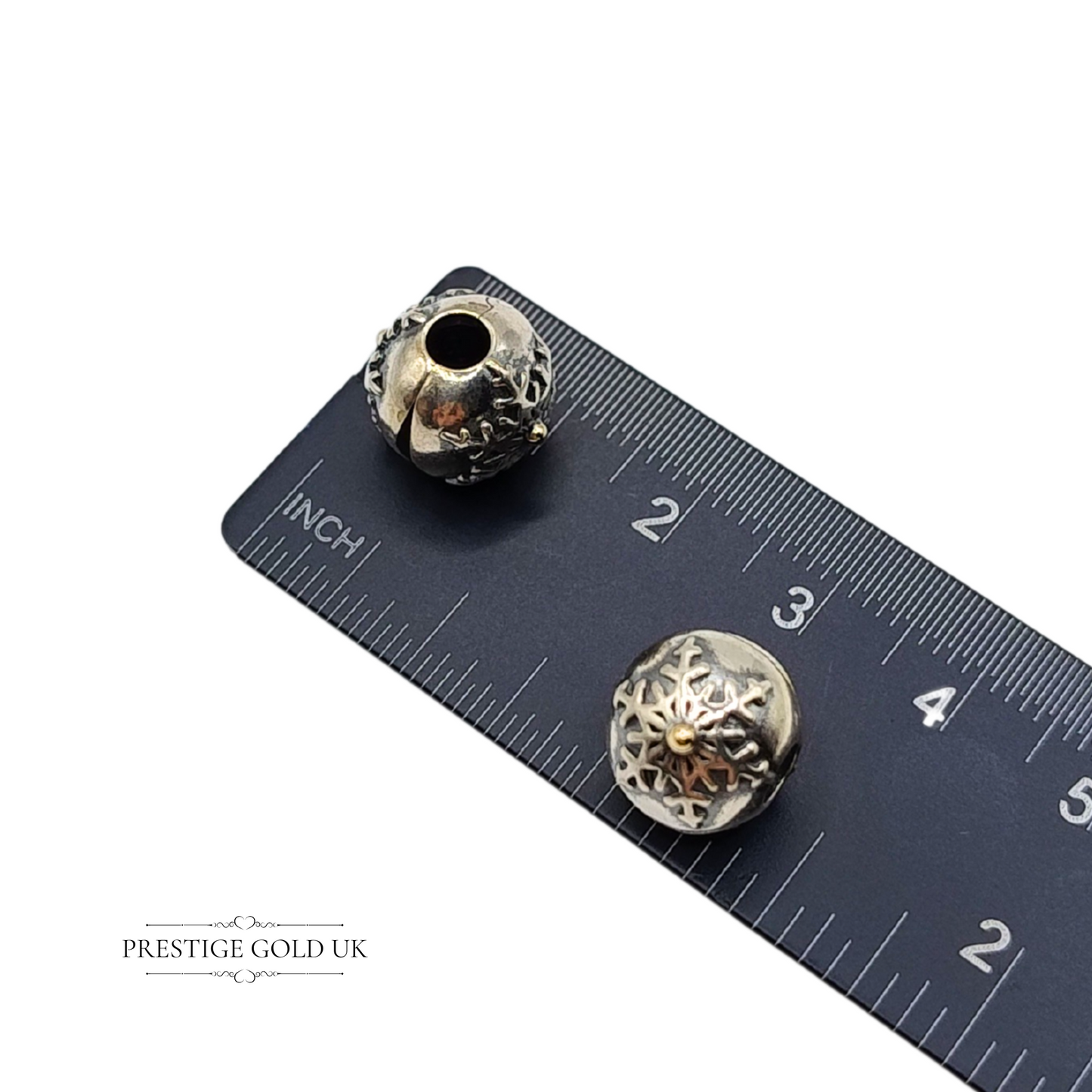 Pair of Pandora Silver Winter Wonderland Snowflake Charms 14k Gold ALE 791232