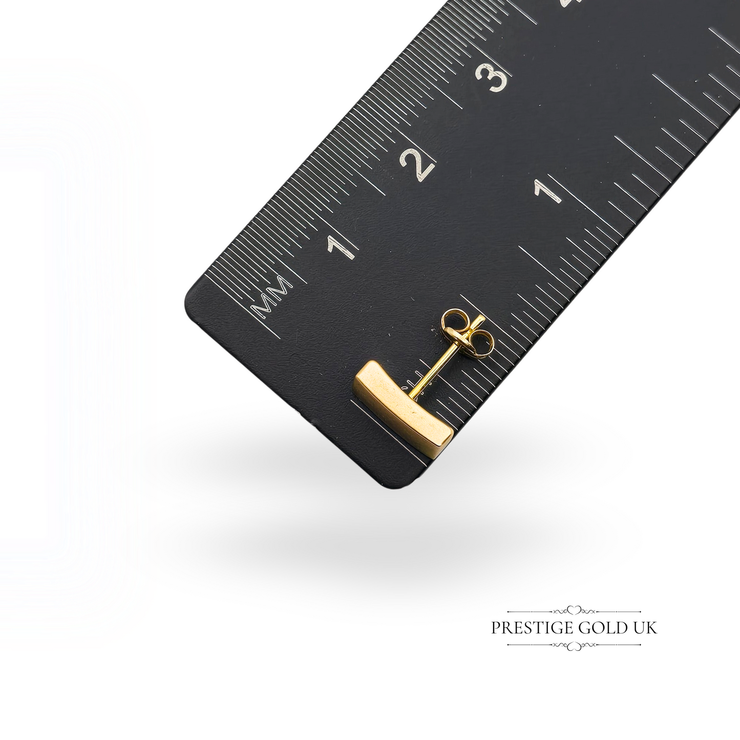 9ct Yellow Gold Rectangle Stud Earrings, Satin Finish Sleeper Studs