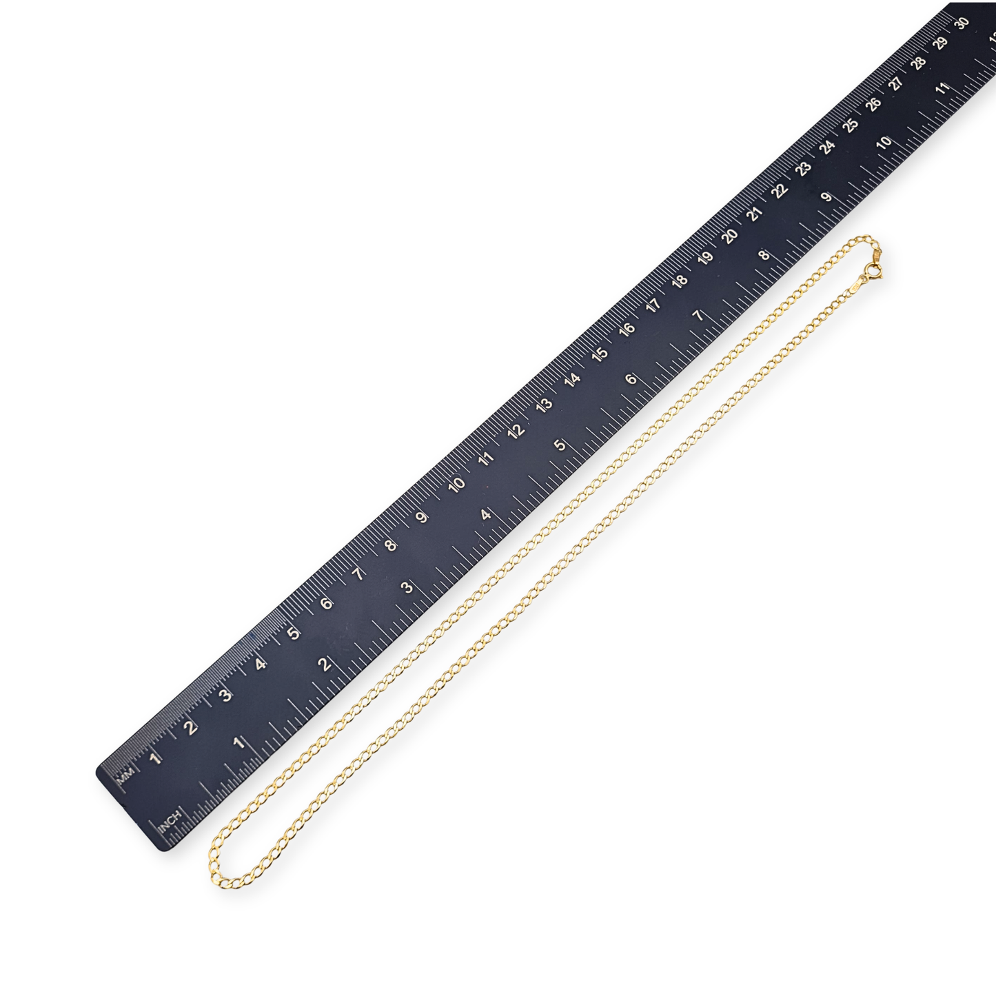 18"  9ct Gold Hollow Curb Chain Necklace 2.3mm Hallmarked Spring Ring