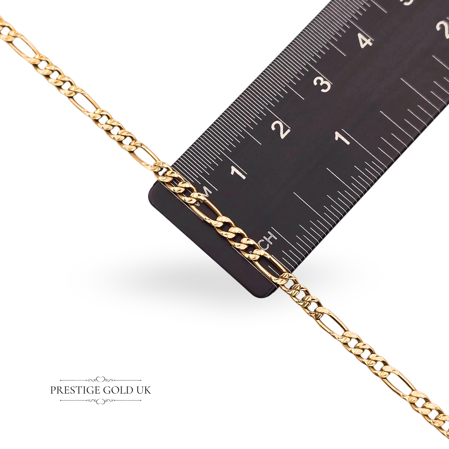 9ct Gold Diamond Cut Figaro Chain Necklace, 1990s  16" Long
