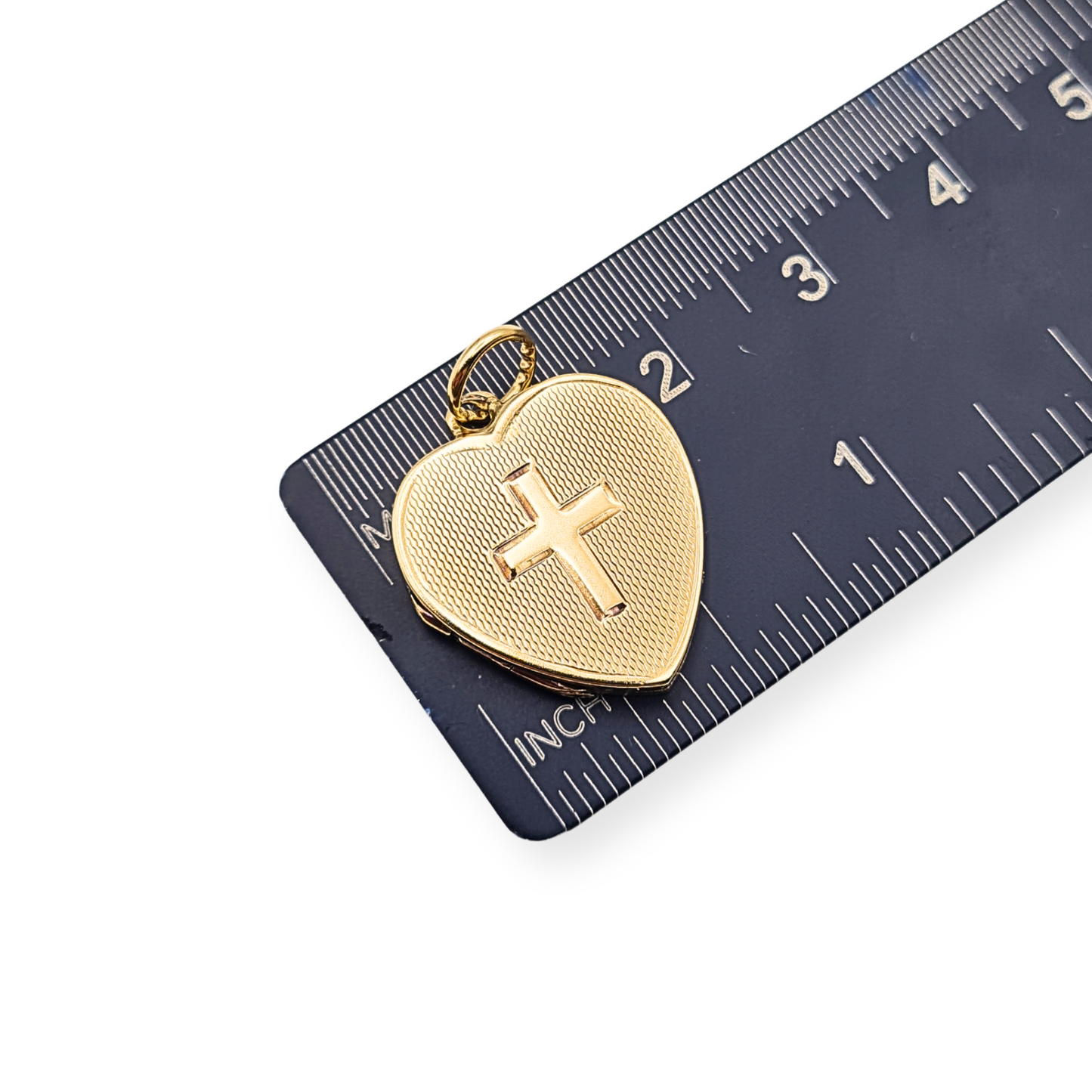Vintage 9ct Gold Heart Photo Locket Cross Pendant Hallmarked 1987