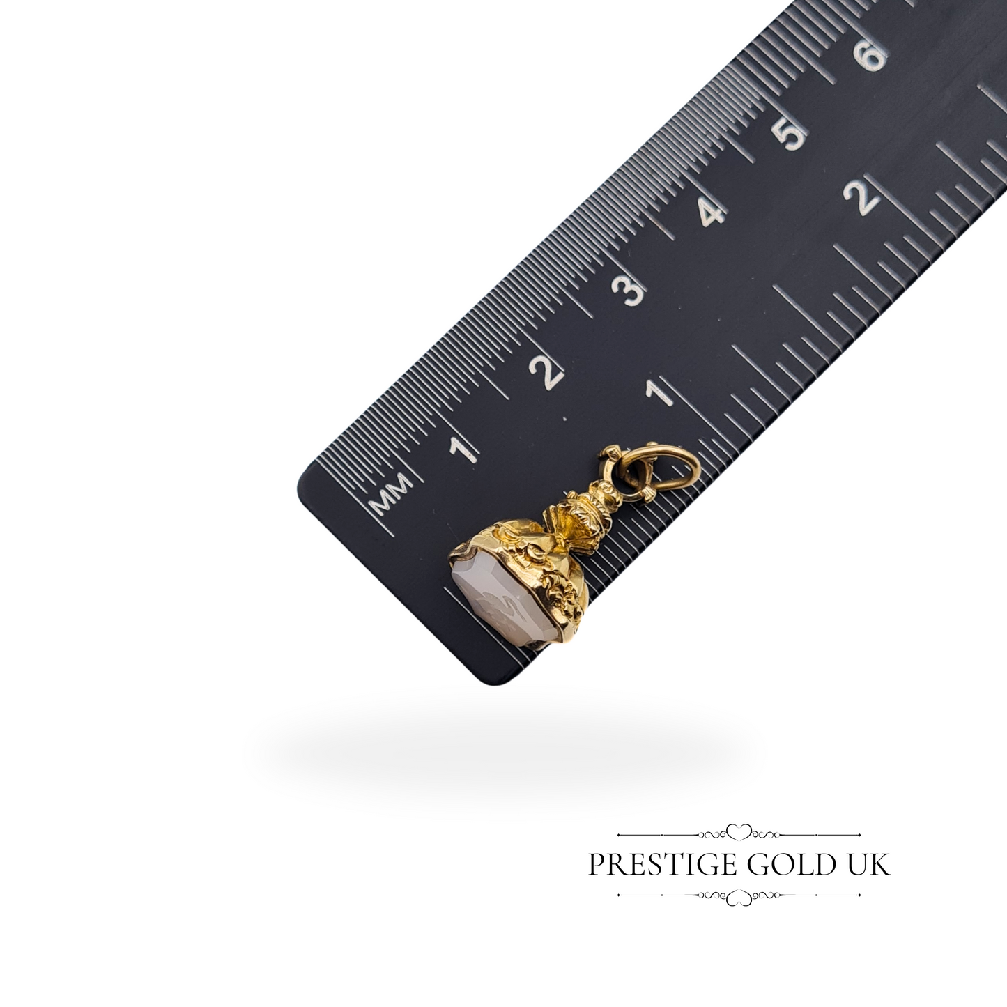 9ct Gold Fob Seal Pendant, Stork and Anchor Crest Engraved
