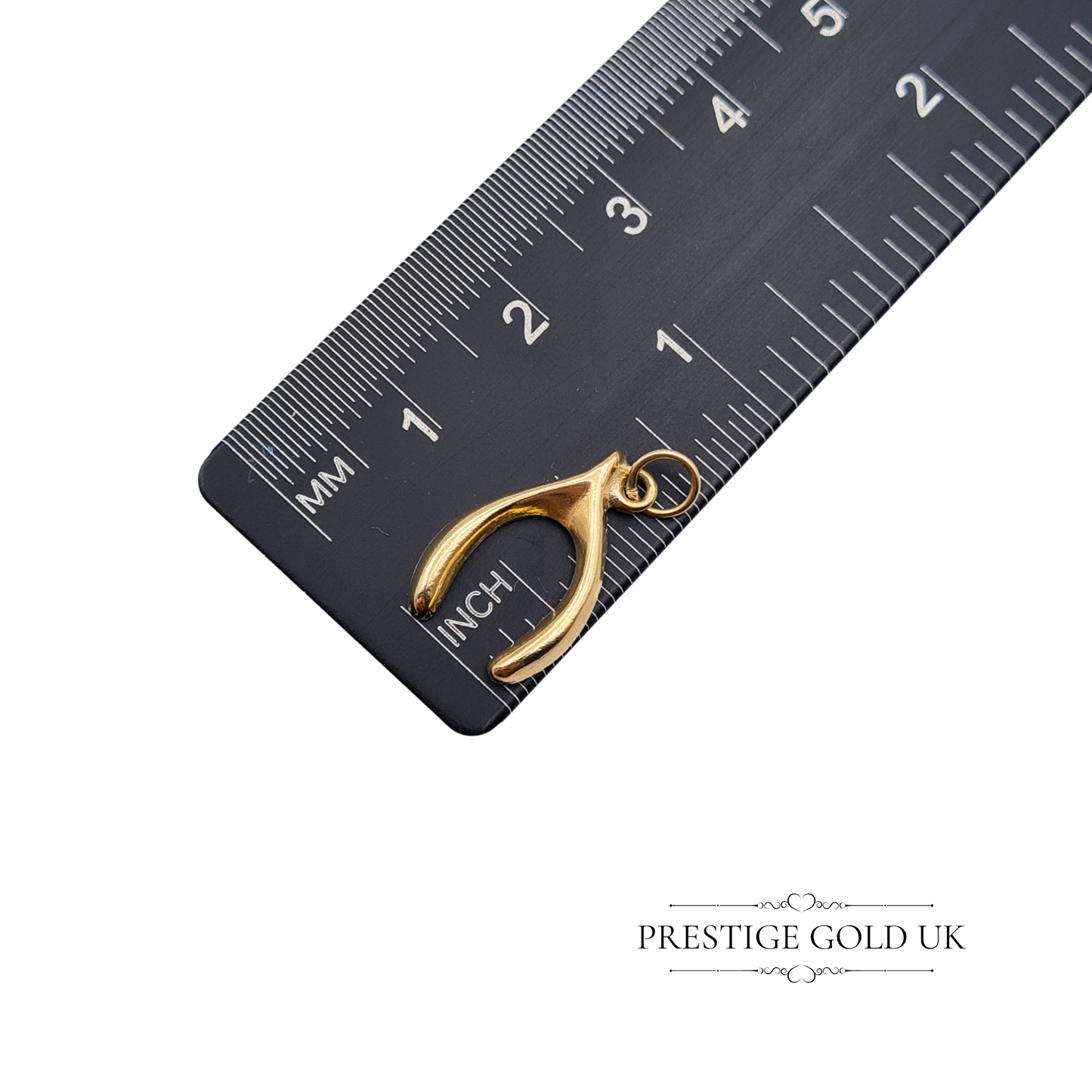 Vintage 9ct Gold Wishbone Charm Pendant, Fully Hallmarked London 1981