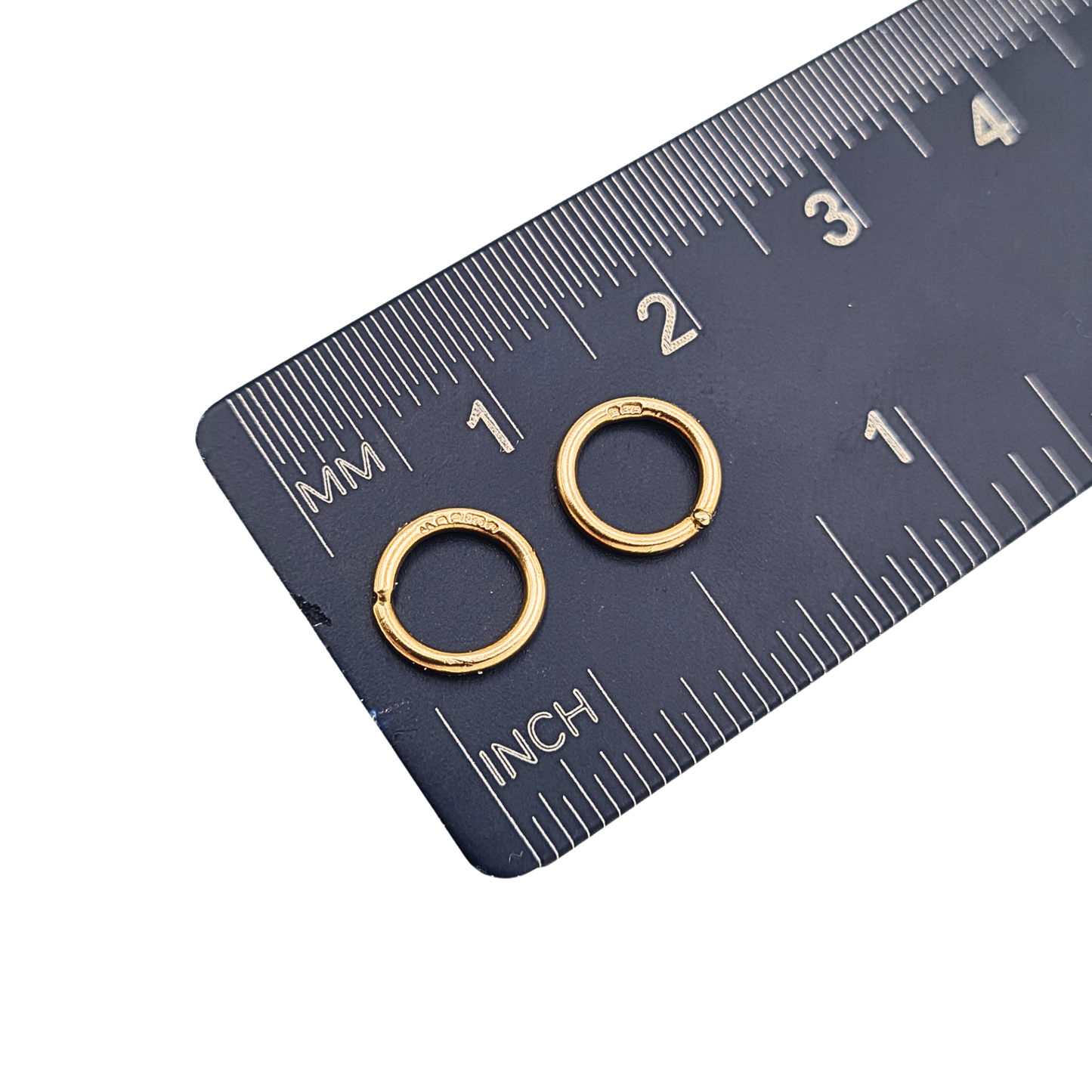 Pair 9ct Gold Closed Jump Rings Solid  Gold Connectors 7.4mm