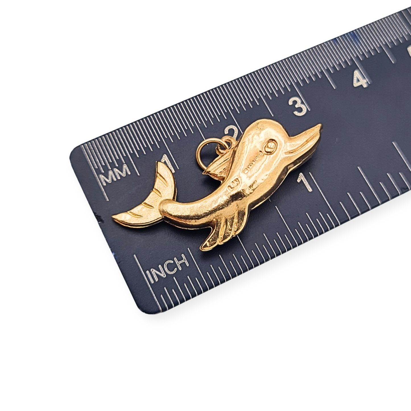 Vintage 9ct Gold Puffy Dolphin Charm Pendant Full British Hallmarks