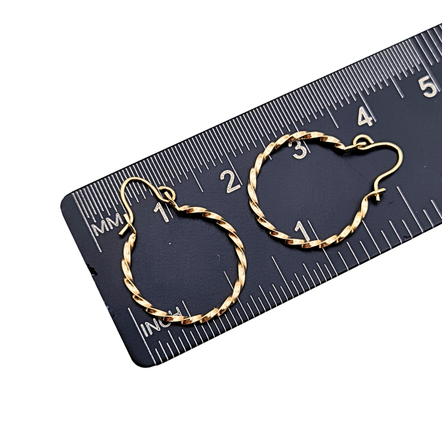 9ct Gold Twist Hoop Earrings 16mm, Lightweight