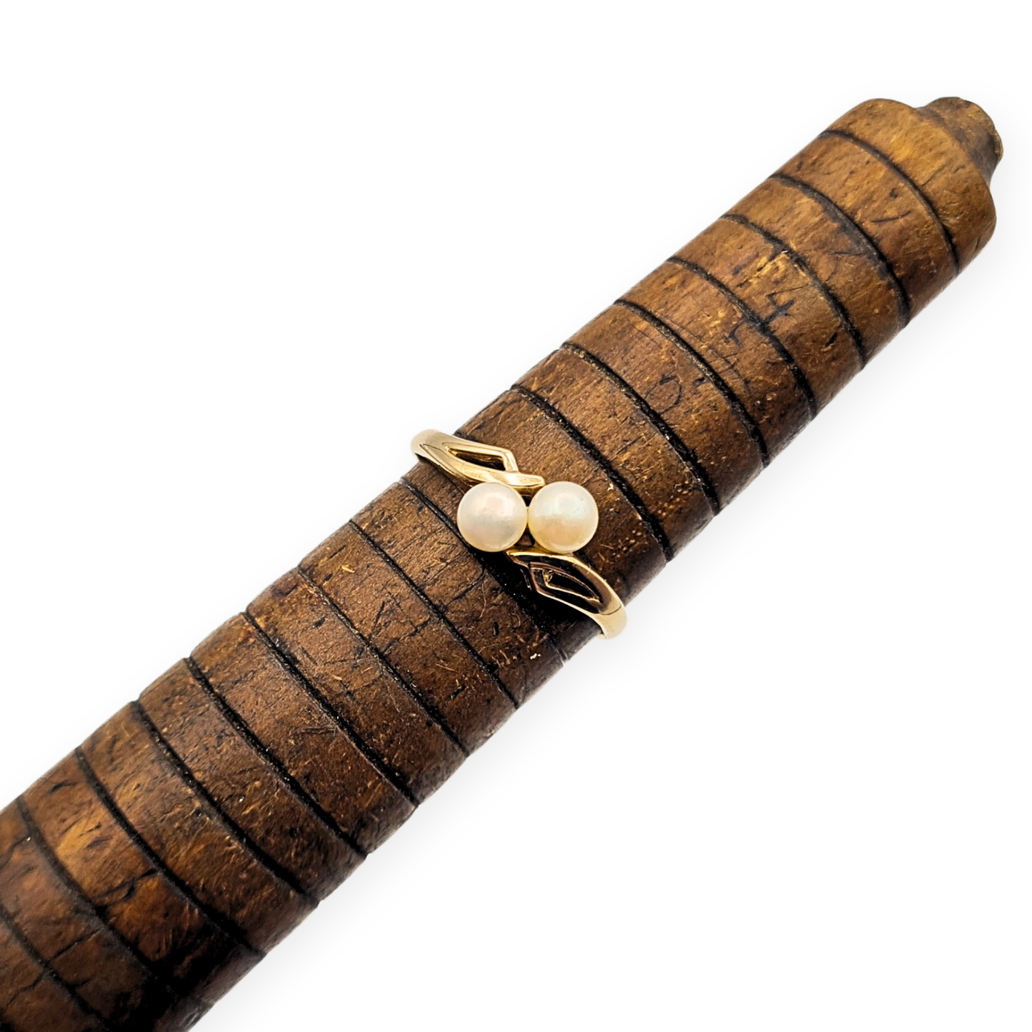 9ct Gold Pearl Ring, Twin Pearl, Size I½ / 4½,