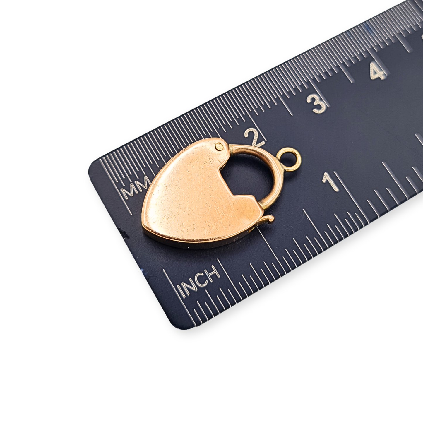 Antique 9ct Rose Gold Heart Padlock Gate Bracelet Clasp Engraved