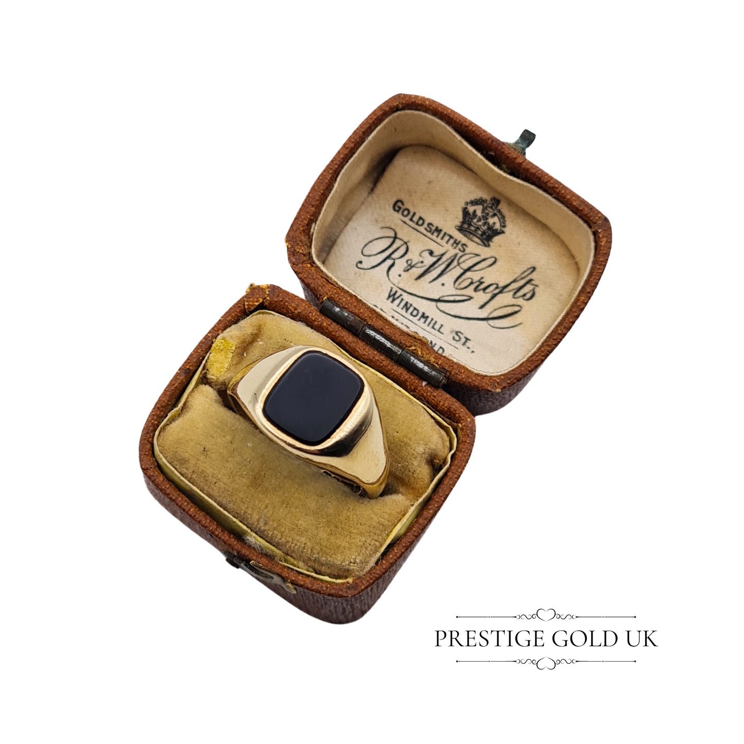 Vintage 9ct Gold Onyx Signet Ring, Fully Hallmarked Birmingham 1970, UK O US 7 1/4 Euro 55