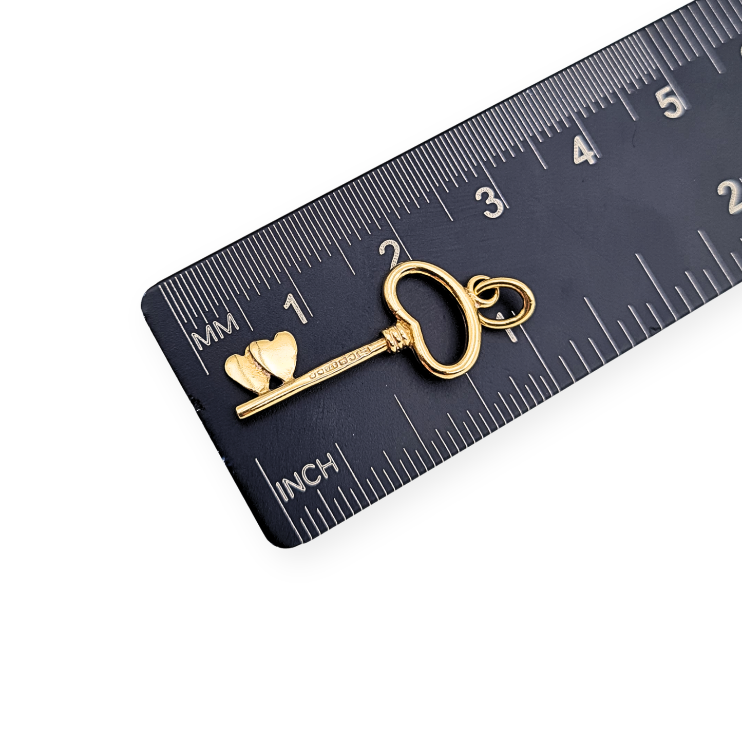 Large 9ct Gold Heart Key Charm 25mm Fully Hallmarked