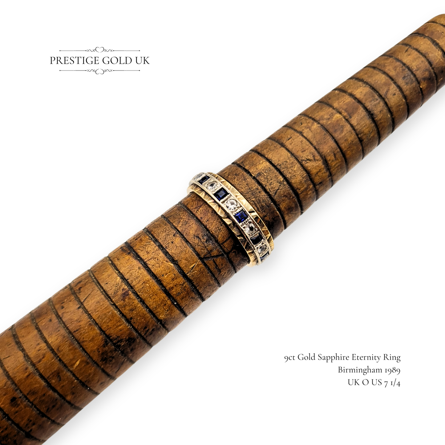 9ct Gold Sapphire & Spinel Eternity Ring  UK O / US 7 1/4, Two-Tone Gold