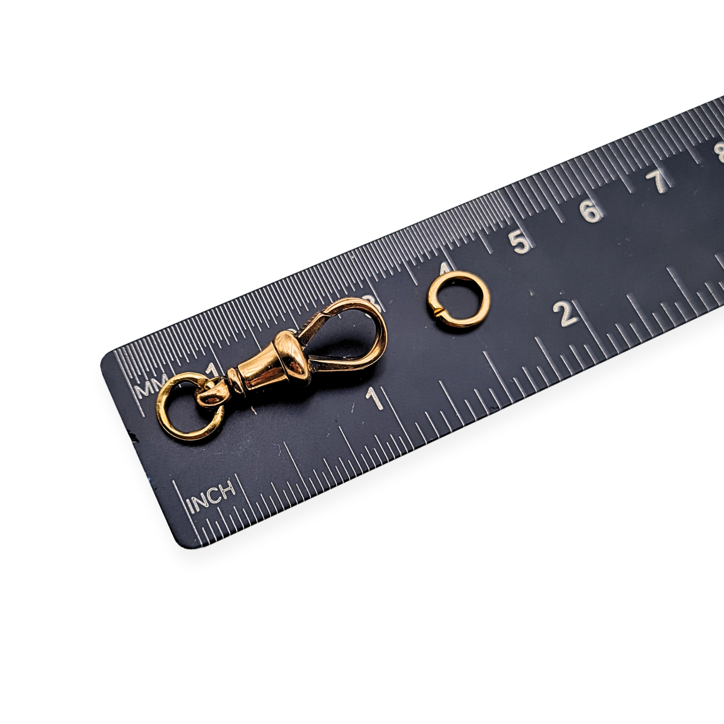 9ct Rose Gold Dog Clip Albert Chain Clasp, Twin 7mm Rings