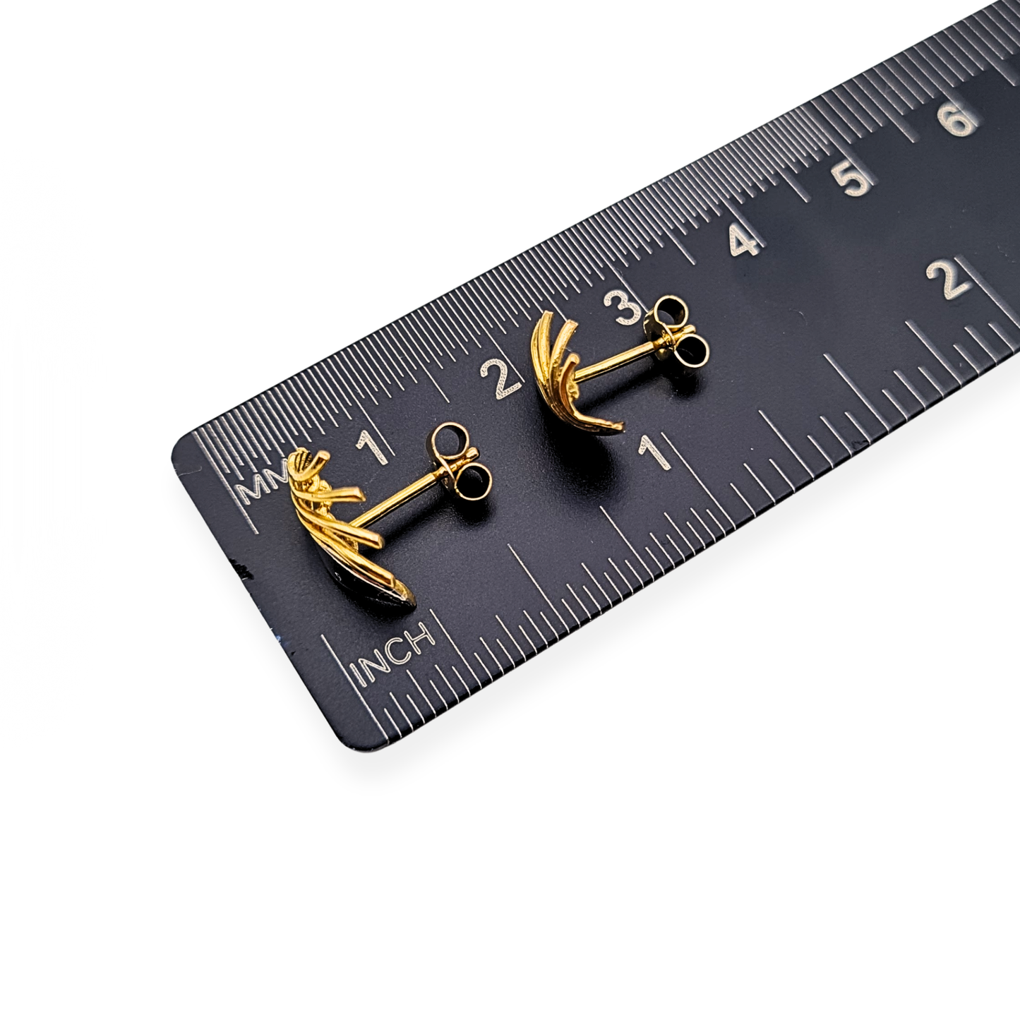 9ct Two Tone Gold Angels Wings Stud Earrings