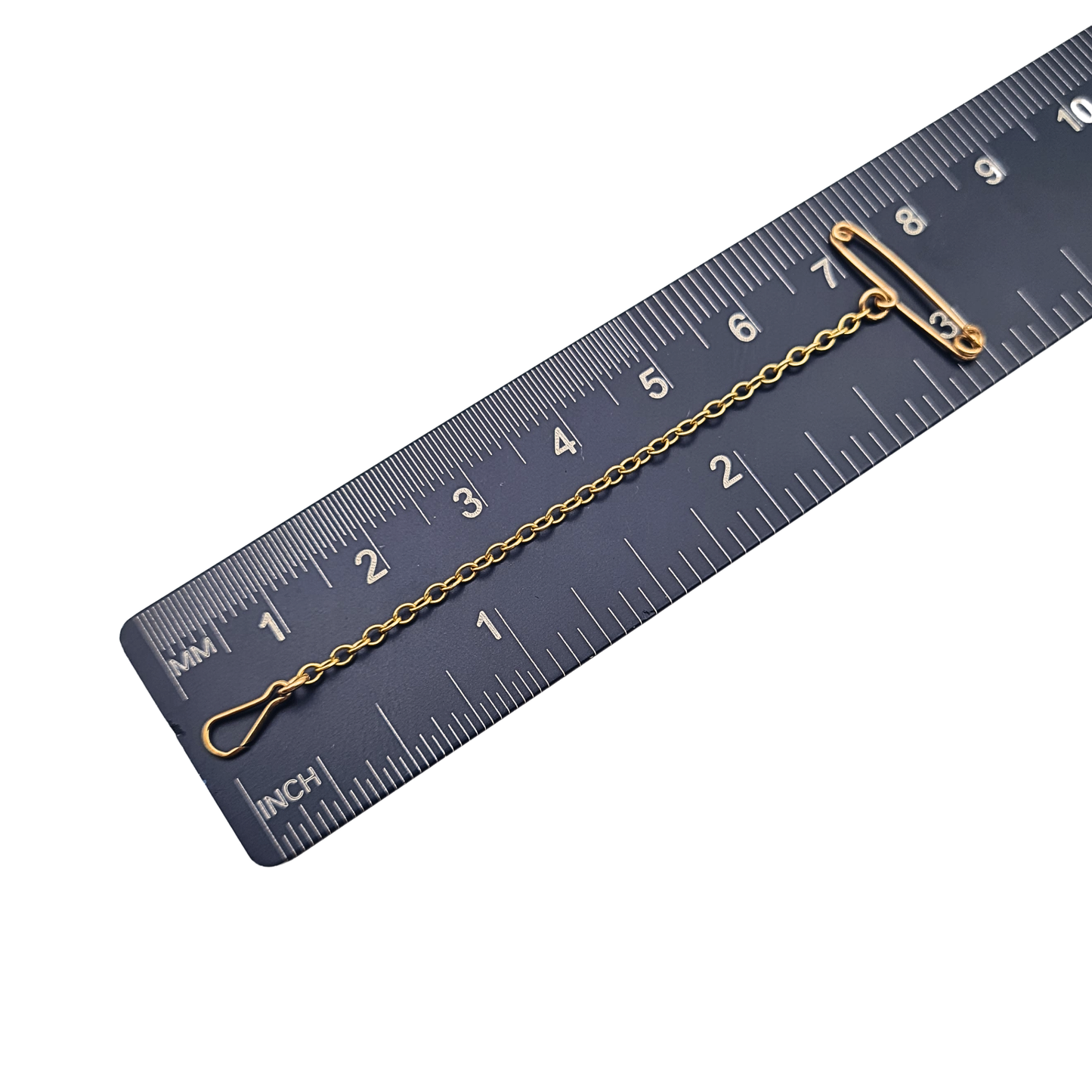 3” Long 9ct Gold Brooch Safety Chain Safety Pin Clip Chain 75mm