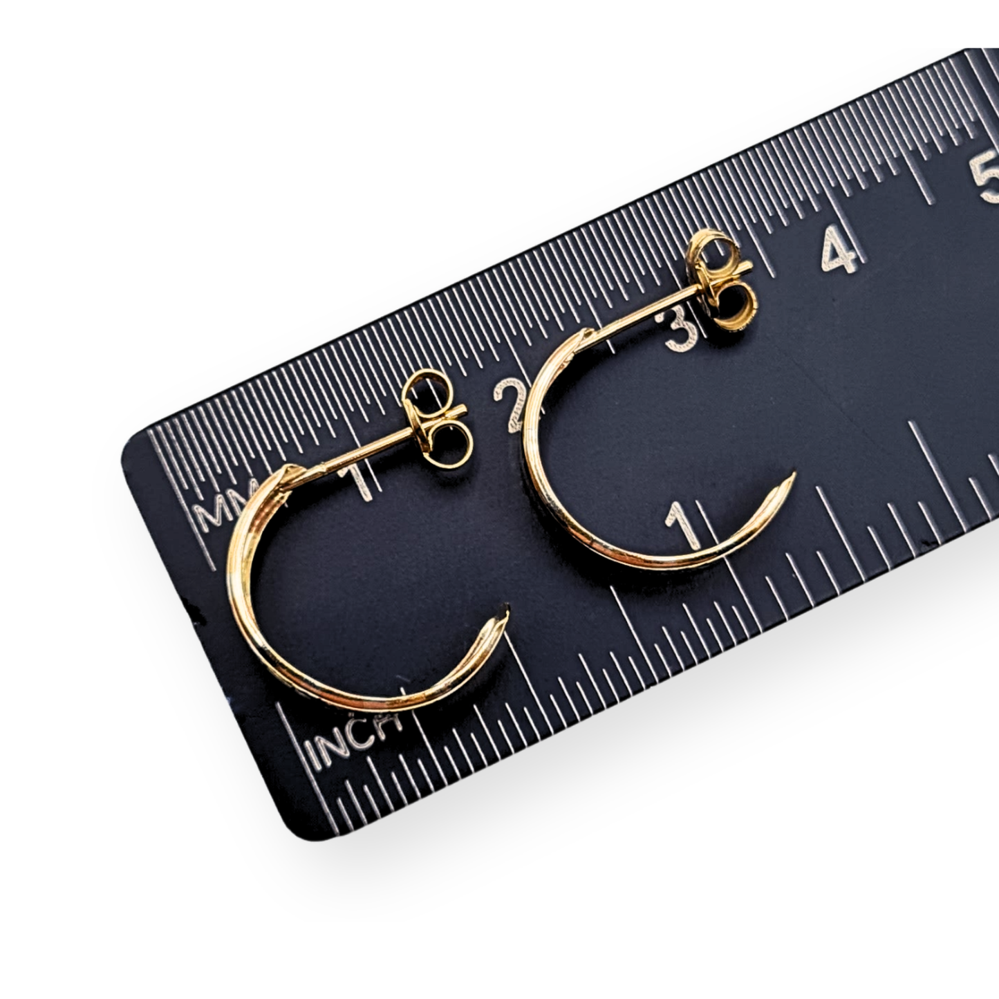 9ct Gold Two Tone Half Hoops, 15mm x 4mm, 0.75g, Engraved