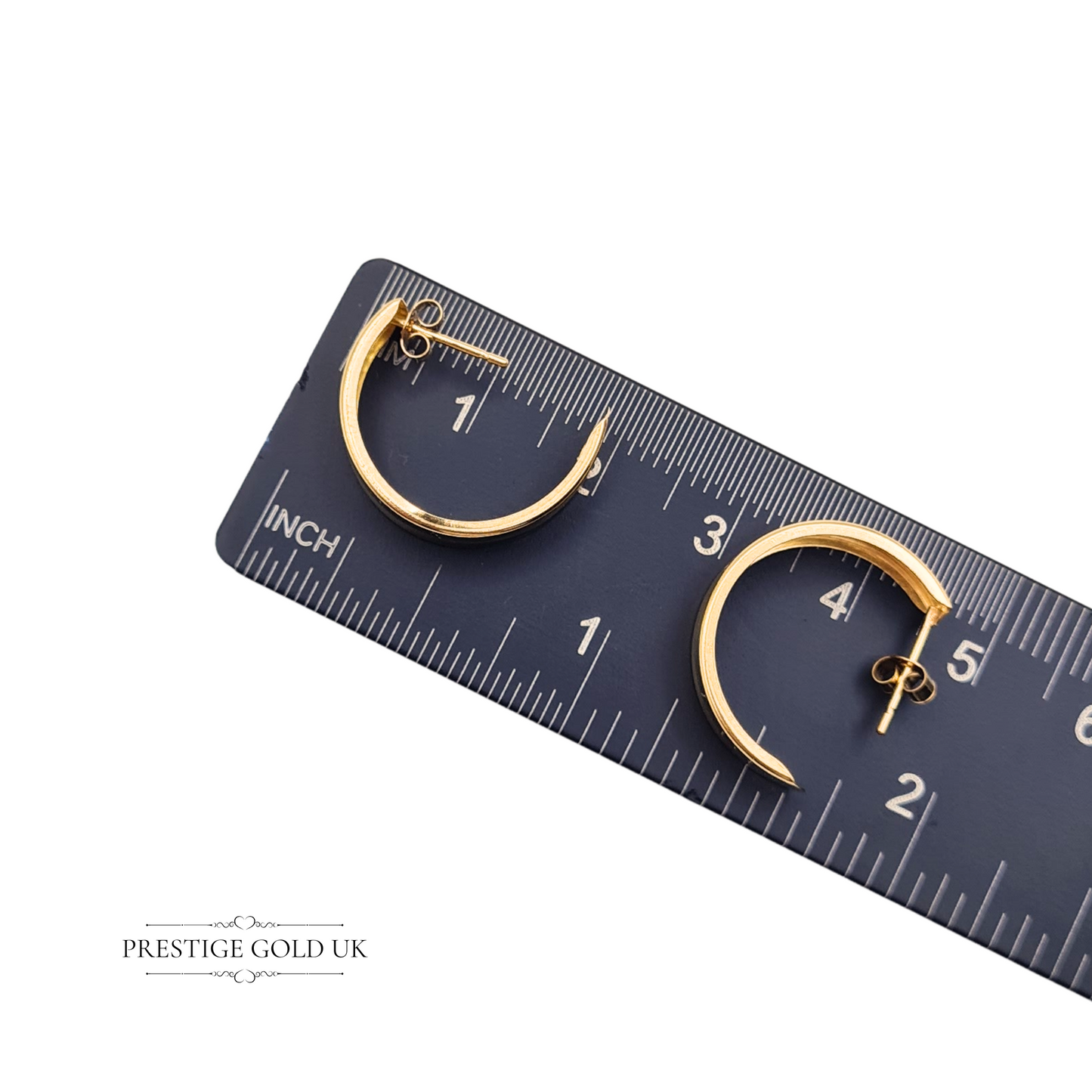 9ct Gold Half Hoop Herringbone Earrings, Chevron Pattern Butterfly Backs