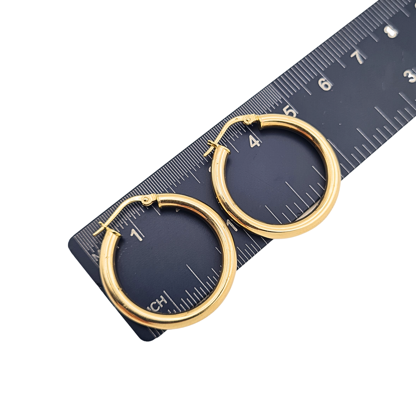Large 9ct Gold Hoop Earrings Hollow Hoops Flip Top Fasteners 25mm