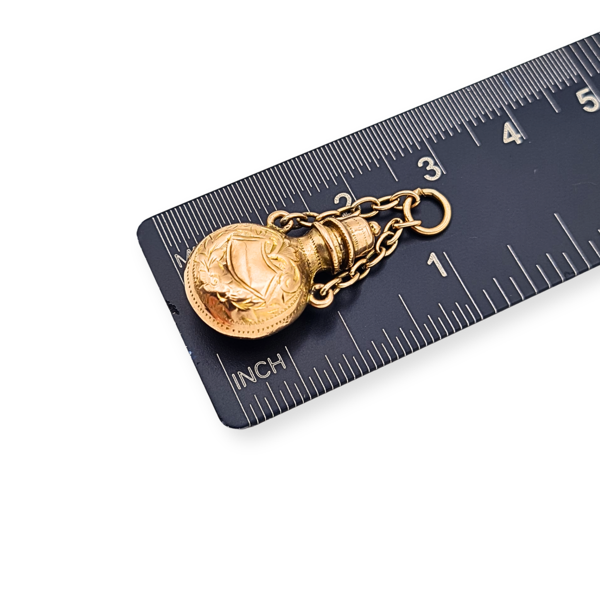 Antique 9ct Rose Gold Perfume Scent Bottle Charm Opening Lid Hallmarked
